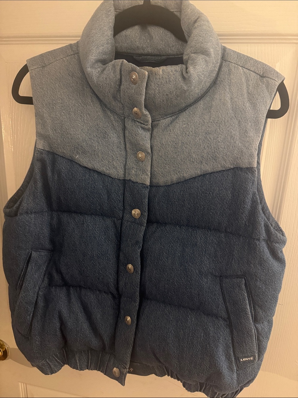 Levi's Two-Tone Denim Blue Puffer Vest
